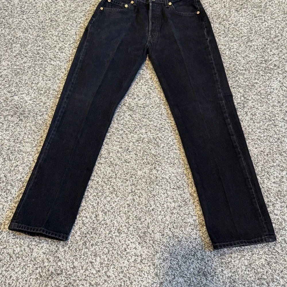 Levis 501 Jeans Mens 30x30 Black Button Fly Straight Leg Denim Mexico Y2K VTG